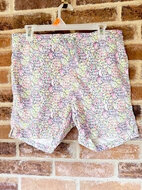 Michaels Pastel Fish Print Athletic Shorts in Pink, Purple, Yellow, Green
